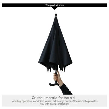 Old man walking stick umbrella straight black waterproof