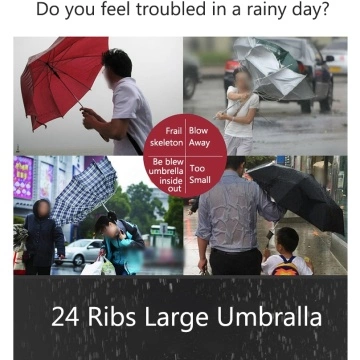 24K Ribs Auto Open Golf Umbrella Windproof