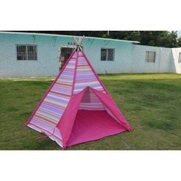 Stripe Canvas Teepee and Wooden Poles kids tent