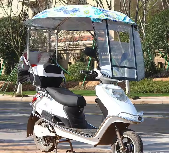 新款电动摩托车伞电池滑板车方形防雨罩踏板车防雨遮阳可折叠